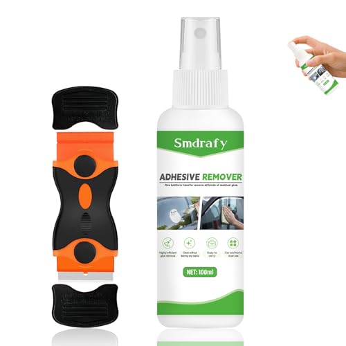 Smdrafy Aufkleberentferner, klebereste Entferner, Adhesive Remover, Etiketten Entferner mit Doppelseitigem Schaber, Lebstoffentferner Entfernt Schnell Hartnäckige Klebereste,100ml
