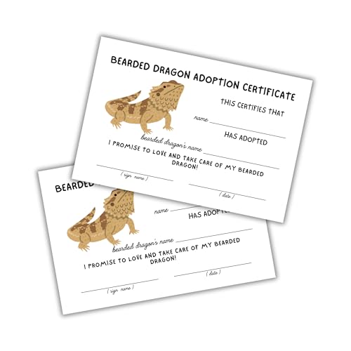 Bartdrachen-Adoptionszertifikat, 30 Stück, 10,2 x 15,2 cm, Tierhandlung, exotische Reptilien, Tieradoptionen, Eidechsen, Kinder, kümmern sich um Haustiere, Tierarztrettungspapier