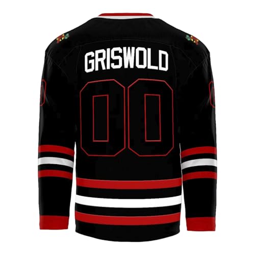 Youth Clark Griswold #00 X-Mas Christmas Vacation Movie Eishockey-Trikot, Schwarz, Schwarz, M