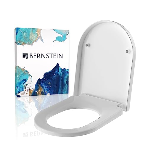 WC-Sitz mit Absenkautomatik U1002 Weiss, abnehmbarer Toilettensitz aus Duroplast, Ersatz-WC-Brille Soft-Close-Funktion D-Form, Edelstahlbefestigung