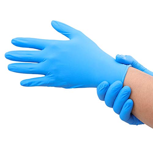 Nitril-Einweghandschuhe, hohe Qualität, puderfrei, für Küche, Haushalt, Lebensmittel, Basteln, Tätowierer, Mechaniker, Medizin (Gr. M, blau), 100 Stück