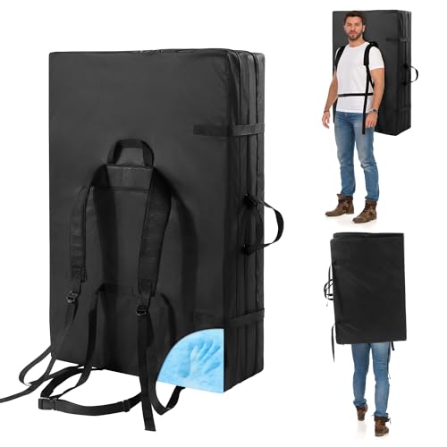 BALAPET Tri-Fold Boulder-Crash-Pad mit verstellbarem Schultergurt, 10,2 cm dicker, hochdichter Schaumstoff, Klettermatte zum Schutz, tragbar und einfach zu tragen, perfekt für drinnen und draußen