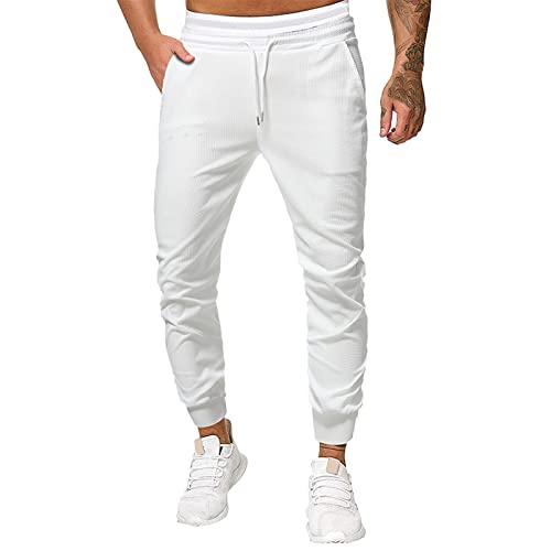 Herren Jogginghose Trainingshose Sporthose Sweathose Fitnesshose Freizeithose Lang mit Reissverschluss Taschen und Kordelzug Herren Pants Herren Jogginghose Baumwolle GrüN FüR Dinnerpartys/Arbeit