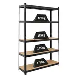 PROREGAL Schwerlastregal Ragnar für Gesamtlast 875kg Maße: 180x120x40 Schwarz, Kellerregal, Steckregal, Garagenregal, Lagerregal