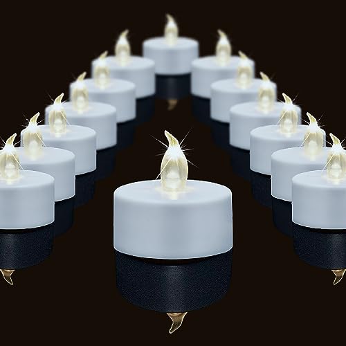 Baikaraer Led Teelichter, 24-Stück Flammenlose Led-Kerzen, Elektrische Gefälschte Kerze mit Flackernd Lichter,CR2032 Batteriebetrieben, für Weihnachten,Ostern,Hochzeit,Party Dekoration (Warm weiß)