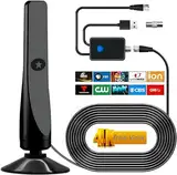 SIGANDG DVB-T2-Digital-TV-Antenne, Leistungsstarke Tv-Antenne, DTT-SignalverstäRker, UnterstüTzt 4k 1080p VHF HDTV Free TV, FüR Drinnen Und DraußEn, Mit Magnetfuß Mit 3,5 M Kabel