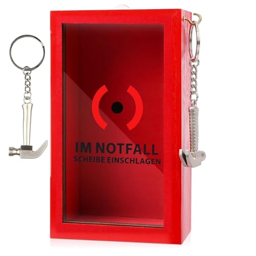 Lustige Notfallbox mit Hammer - Personalisierte Geschenkbox Geld Feuerwehr Geschenk mit Dekorative Holzkiste für Geld/Süßigkeiten/Duplo, Kreative DIY-Geschenkidee für Geburtstag/Hochzeit/Jubiläum