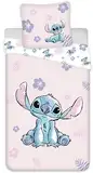 Wende Bettwäsche-Set Disney Stitch Pink 100% Baumwolle, Bettbezug 135 x 200 cm, Kissenbezug 80 x 80 cm