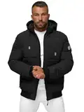 OZONEE Herren Winterjacke Jacke Winter Farbvarianten Warm Bomberjacke Steppjacke Wintermantel Kunstfell Daunenjacke Leichte Jacket Outdoor Puffer Gepolstert JS/31M5023Z/392 SCHWARZ XL