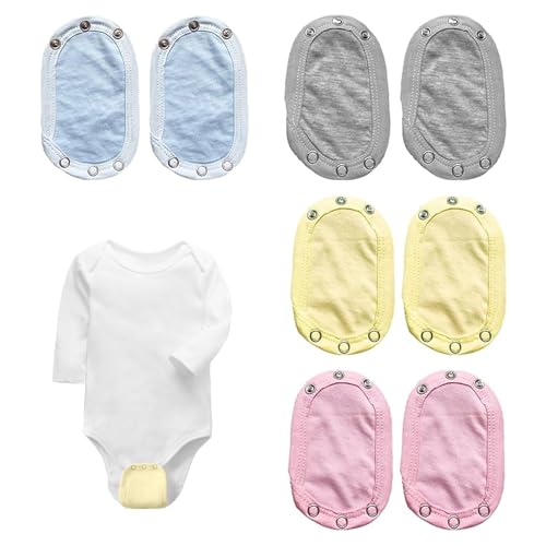 8 Stück Bodyverlängerung Baby,Kind Body Verlängerung Druckknopf Baby,Bodysuit Extender,Verstellbarer Baby Body Verlängerung Kleidungszubehör Für Jungen,Mädchen,Baumwollstoff - 4 Farbe