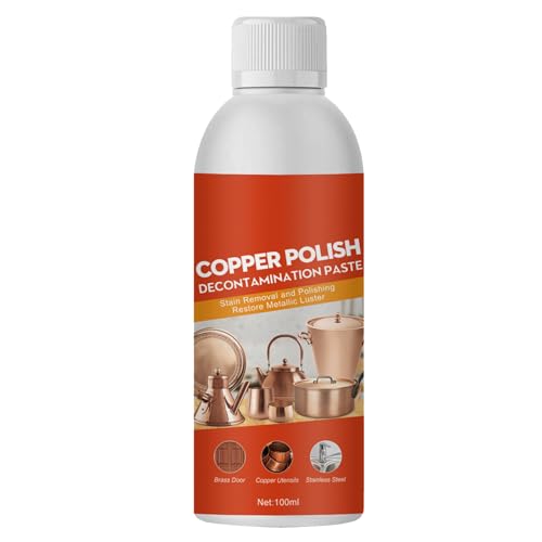KOAHDE Messingreiniger und Politurspray,Kupferreiniger und Politur,Metallpolitur für Messing Kupfer und Edelstahl,Kupferreiniger Anlaufentferner,Kupferreiniger für Töpfe und Pfannen,100ML