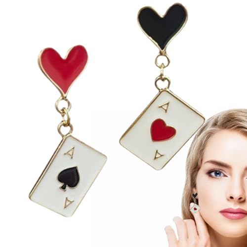 BIRLOZA Poker Ohrringe für Frauen Vergoldet Spielkarten Muster Ohrringe Charms Herzen Pik Asse Ohrringe Mode Ohrhänger Schmuck Geschenk für Mädchen Hochzeit Geburtstag Weihnachten Muttertag