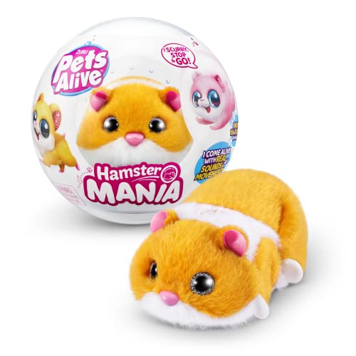 Pets Alive Hamster Mania von ZURU, Orange Hamster, Pet Nurture, Kuscheltier, Real Alive, 20+ Sounds Interaktiv, Elektronisches Haustier, (Orange)