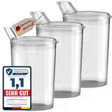 3x Schnabelbecher mit Deckel transparent Schnabeltasse Senioren 250ml Set aus 3x Becher mit 3x Deckeln (2x mit Öffnung 12 x 10 mm u. 1 x mit Öffnung 4 x 4 mm) Trinkbecher mit deckel- Trinkbecher Baby