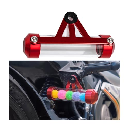 JNNJ Steuerscheibenhalter Motorradregistrierung, Universal Motorrad Motorrad Sicheres Steuerscheibenrohr Zylindrischer Halter, Für Motorrad, Roller, Quad(Rot)