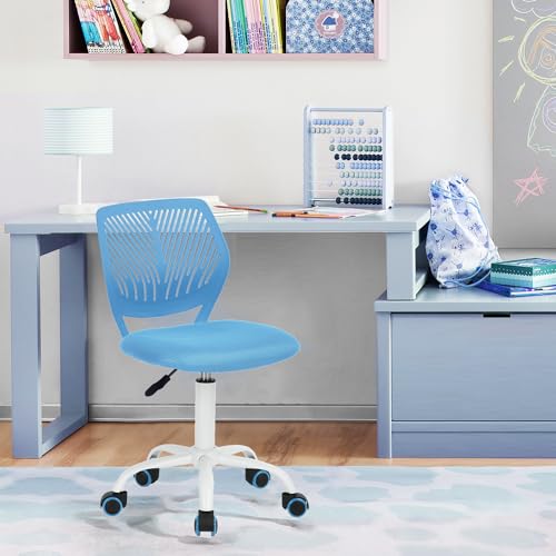 FurnitureR Bunte Schreibtischstuhl-Modernes verstellbares Design Computer Sitz, Swivel Armless Task Chair, Kinder Studie Zimmer Home Office, BLAU, ‎Plastic, 38.5CM x40CM x75-87CM