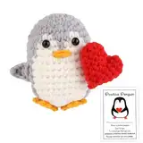 TOYMIS Positiver Pinguin mit Herz, Herz Pinguin Gehäkelter Pinguin Emotionale Unterstützung Häkel Pinguin Häkeln Positive Häkeltiere für Partydekoration Inspirierendes Geschenk