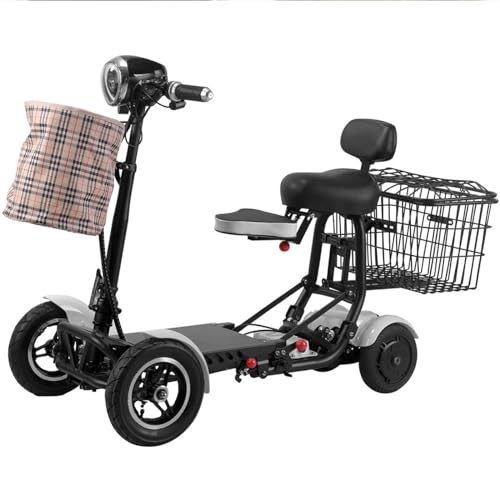 Elektro 4-Rad Rollator Elektrisches 4-Rad Elektromobil Seniorenmobil Tragfähigkeit 150Kg Leichter Reisemobilitätsroller Mit Ladegerät Und Korb Elektroroller Mit Sitz Behinderte gray,45km
