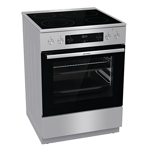 Gorenje GECS6C 70 XPA Elektro-Standherd mit Glaskeramik-Kochfeld 60 cm / 71 Liter/ExtraSteam/GentleClose/AirFry/Versenkbare Knebel/AquaClean/PerfectGrill/Teleskopauszüge/edelstahl