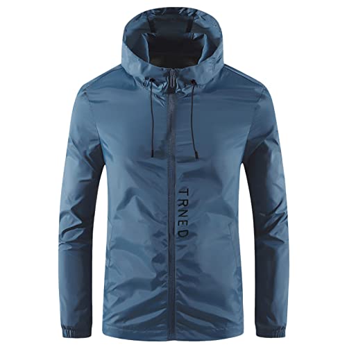 Herren Softshelljacken Leicht Regenjacke Dünne Winddicht Atmungsaktiv Wasserdicht Jacke Regen Mit Kapuze Windbreaker Funktionsjacke für Wandern Laufen Outdoor