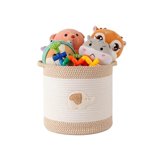 YFNHOME Elefant Kinderspielzeugkorb Aufbewahrungskorb Wickeltisch Korb Bad Organizer Kinderzimmer Baumwollseil Geschenke Körbe mit Griffen, Aufbewahrungskorb für Babys