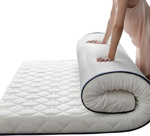 Japanische Boden-Tatami-Matte Dicke Futonmatratze, volle Größe Weichbodenmatratze Portable，Faltbare Faltbare Schlafmatte für Schlafsaal und Camping (Color : Weiss, Size : Full)