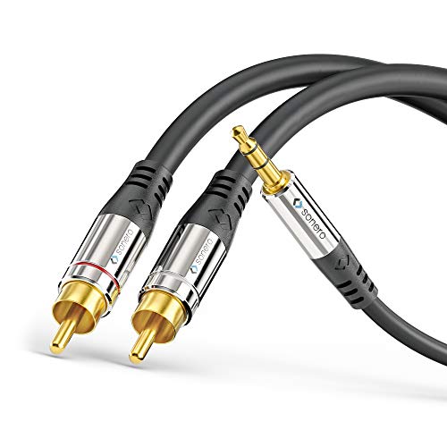 Sonero Premium Audio Adapterkabel, 5,00m, 3.5mm Klinke auf 2x Cinch Stecker, vergoldete Kontakte, schwarz, S-AC600-050