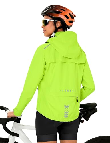 FitsT4 Sports Damen Radjacke Regenjacke Wasserdicht Fahrradjacke Atmungsaktiv Wanderjacke Windbreaker Sommer Leichte Windjacke Outdoor Jacken Reflektierend Fahrradjacke