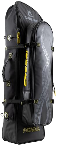 CRESSI Unisex-Adult Piovra Dry Fins Backpack Rucksack/Tasche mit Wasser abweisender Behandlung für Langflossen und Ausrüstung Angel/Apnoe, Schwarz/Gelb, XL