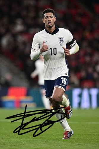 RJR PRINTS Jude Bellingham – England-Euro-24-Foto, signiert, 15,2 x 10,2 cm, mit vorgedruckter Unterschrift, ein hervorragendes Fußball-Autogramm, Geschenk für jeden Fan.