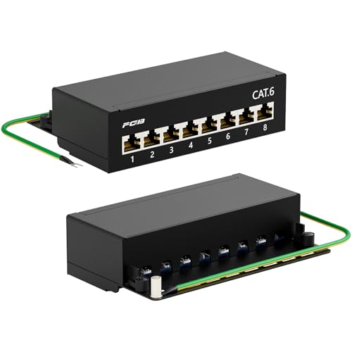 FGB CAT 6 Patchpanel Verteilerfeld 8 Port und 8X Geschirmt RJ45 Buchse - Tisch/Wandmontage/Desktop - STP (geschirmt) - LSA Verteilerfeld