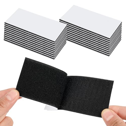 20 Stück Klettband Selbstklebend Extra Stark, 50 mm × 100 mm Doppelseitig Klettverschluss Selbstklebend, Selbstklebendes Klebepad für Wände, Boden, Tür, Couch-Kissen, DIY (Schwarz) (20)