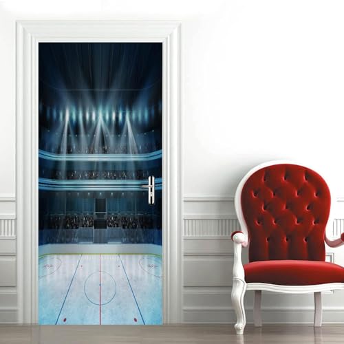 3D Türaufkleber Eishockey-Arena 80 X 200 Cm Türtapete Selbstklebend Türposter - Fototapete Türfolie Poster Tapete Meer Aufkleber Diy Selbstklebende Wandbild Pvc Wasserdichte Tapete - Türwandaufkleber