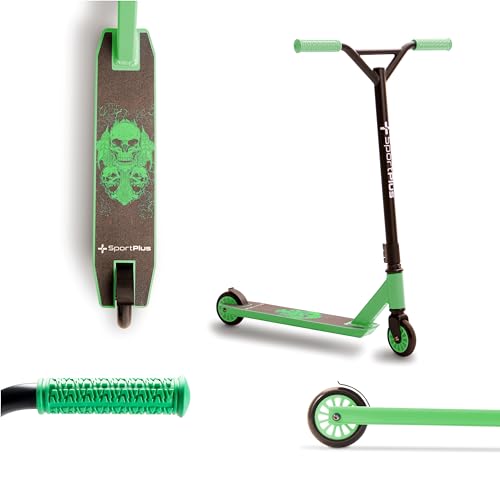 SportPlus Stunt/Freestyle Scooter, ABEC 9 Kugellager, 3-Fach verschraubte Lenkerklemme, 100mm PU-Wheels mit PP Kern, TPR Handgriffe