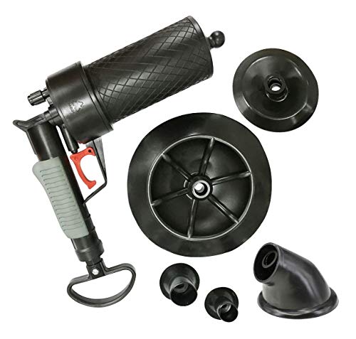 Abflussreiniger Pressluft Rohrreiniger + 5 Aufsätze, 4 Bar Druck, Abflusspumpe Rohrreinigungspistole, Für Küche Bad Kloschüssel Rohrreinigung