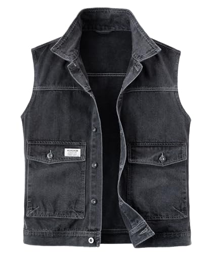 Harbrosrce Classics Herren Weste Denim Vest Ärmellose Jeansweste Cowboy Jacke Motorradweste Bikerweste für Männer Casual Freizeitweste