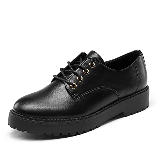 DREAM PAIRS Damen Klassische Oxford Schnürhalbschuhe, komfortabel Businessschuhe für FrauenSchwarz/pu SDOX2202W-E Größe 41 (EUR)