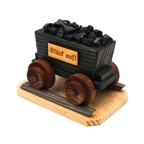 Dekohelden24 Räuchermann, Räucherfigur als Bergbau Lore, L/B/H 15 x 10 x 11 cm, Schwarz