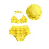 WERNZATT-Baby Mädchen Badeanzug Blume Badeanzug Halter Dreieck Tops Ruffle Bottoms Sun Hat Bikini Set Infant Swimsuit (Yellow 6, 6-12 Months)
