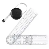 PVC Goniometer Physiotherapie und Maßband für Körpermaß Klein Maßband für Schneider 60 Inch 150 cm Weiß,Transparente 360° Drehung Protraktor Physiotherapie Winkelmesser,Goniometer Physiotherapie