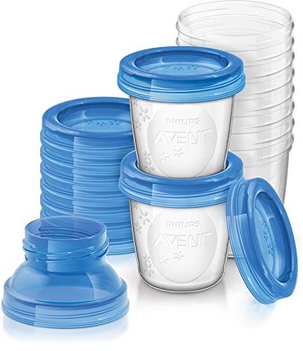 Philips Avent Aufbewahrungssystem für Muttermilch, Becher inklusive Deckel, Adapter (Modell SCF618/10)