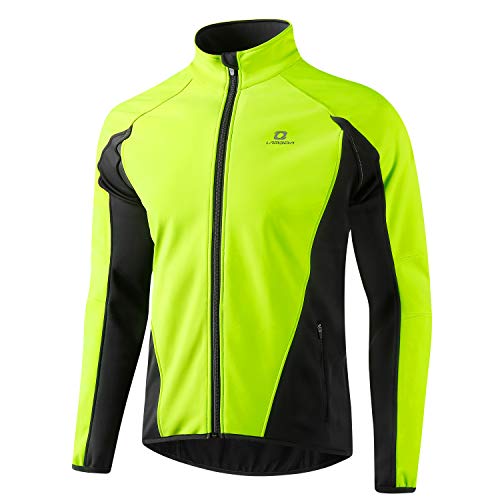 LAMEDA Fahrradjacke Herren Winter Thermo Softshelljacke Radjacke Wasserdict Winddicht Atmungsaktiv Reflektierend Laufjacke Herbst Damen für Radfahren Sport Laufen Wandern Grün 3XL