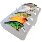 Crankbait Wobbler Set für Hecht, Barsch & Zander, Kunstköder Set für Spinnfischen, 13g I 7,5cm schwebend, 5er Set Angelköder in verschiedenen Dekoren, Hechtköder, Barschköder, Zanderköder