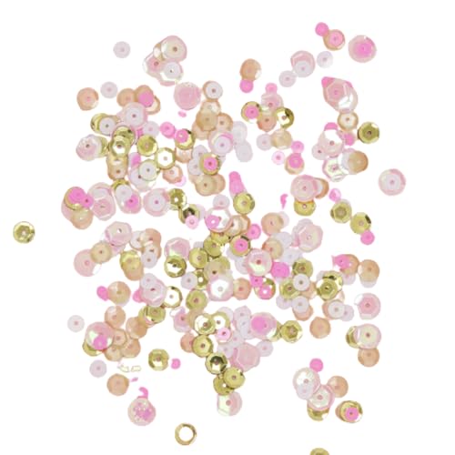 Craftelier - Pink Reflections Pailletten für Bastelarbeiten, Scrapbooking und Dekorationen | Diamantene Kreisformen - Verschiedene Größen | Rosa, Weiß und Gold Farben