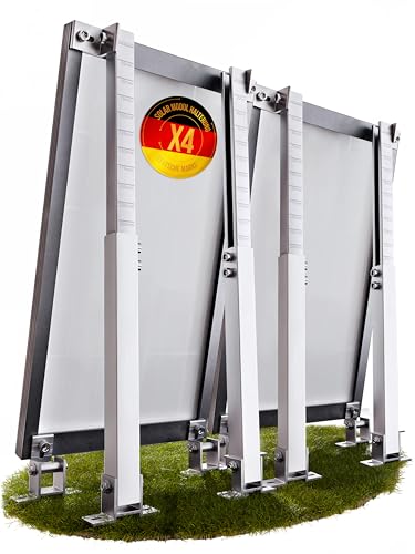 Lichtblicker - 4x Balkonkraftwerk Halterung verstellbar. Stabiles Aluminiumprofil mit hochwertigen Edelstahl Schrauben. Aufständerung für 2 Stück Solarmodule. 0 bis 90° Neigungswinkel. 0% MwSt