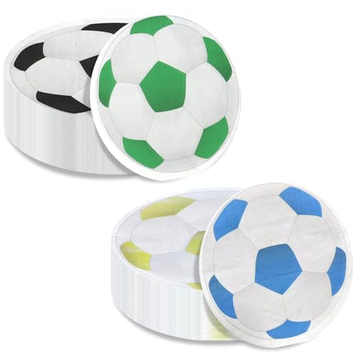 PTECDROTS Fußball-Party-Servietten – Fußball-Geburtstagsparty-Servietten für Kinder, 3-lagig, 100 Stück, Multicolored (Vibrant Colors), 13x13 inches