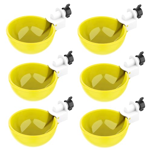 6 Stück Hühnertränke, Automatische Geflügeltränke, Hühnertränke Kunststoff, für Hühner, Enten, Tauben, Truthühner (Gelb)
