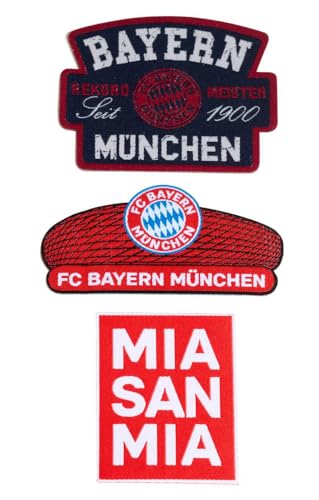 FC Bayern München 3er Set Aufnäher - Stadion | Mia San Mia | Rekordmeister - Patch FCB