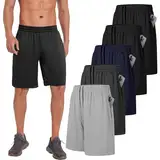 AKKQHH 5er-Pack Sporthose Herren Kurz Laufhose Kurze Hose mit Tasche Laufshorts Atmungsaktiv Schnell Trocknend Sportshorts Jogginghose Herren für Gym Sommer(Schwarz*2+Dg+Db+Hg,M)