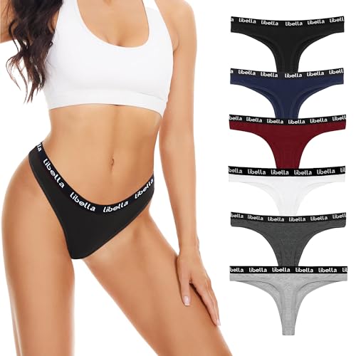 Lakpoau 6er Pack String Tanga Damen Set Baumwoll Unterhosen Damen Tangas Unterwäsche Frauen mit Niedriger Taille Atmungsaktiv Unterwäsche Mehrfarbig UN2 S